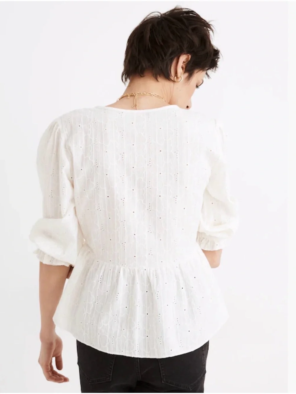 Madewell Eyelet Wrap Peplum Top